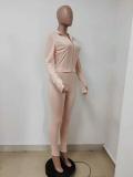SC Casual Solid Long Sleeve Zipper Two Piece Sets LSD-9090