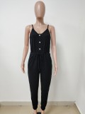 SC Solid Ribbed Sleeveless Spaghetti Strap Jumpsuits LSD-8826
