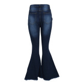 SC Plus Size Denim Ripped Hole Flared Jeans HSF-2256