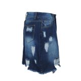 SC Plus Size Denim Ripped High Waist Irregular Mini Skirt HSF-2413