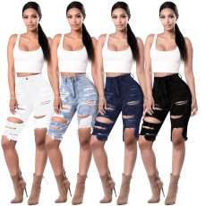 SC Denim Ripped Hole Knee Length Jeans HSF-2067