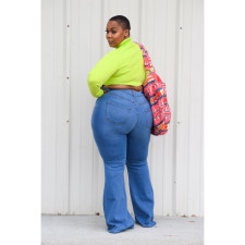 SC Plus Size Fat MM Denim Flared Jeans HSF-2295