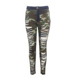 SC Plus Size Camo Print Hole Skinny Pants HSF-2096