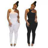 SC Solid Color Sexy Irregular Tank Top And Pants Two Piece Set MOF-6607