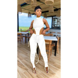 SC Sexy Solid Sleeveless Two Piece Pants Set IV-8169
