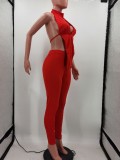 SC Sexy Solid Halter Crop Top And Pants 2 Piece Sets TK-6151