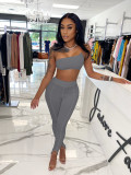 SC Sexy Crop Top And Pants Two Piece Suits NIK-216