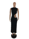SC Sexy Solid Sleeveless Hollow Out Maxi Dress LP-6271