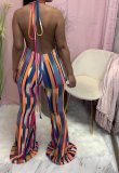 SC Sexy V Neck Halter Backless Printed Jumpsuits AWN-5200