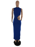 SC Sexy Solid Sleeveless Hollow Out Maxi Dress LP-6271
