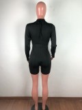 SC Sexy Solid Long Sleeve Hollow Tight Romper With Bra OSM-4326