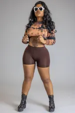 SC Sexy Printed Crop Top And Shorts 2 Piece Sets LP-6272
