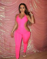 SC Sexy Hollow Out Halter Backless Jumpsuits DMF-8166
