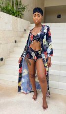 SC Floral Print Beach Bikinis 3pcs Swimsuit TR-1111