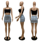 SC Sexy Cami Top Plaid Skirt Two Piece Sets QSF-5052