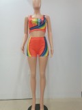 SC Sexy Lip Print Tank Top Shorts Two Piece Suits NYF-8039