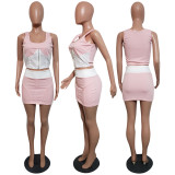 SC Sexy Sleeveless Crop Top Mini Skirt Two Piece Sets JH-217