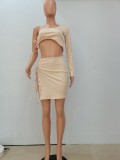 SC Sexy Lace Up One Shoulder Mini Skirt 2 Piece Sets NYF-8040