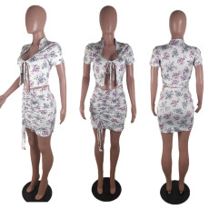 SC Printed Sexy Short Sleeve And Skirt Two Piece Sets BLI-2250