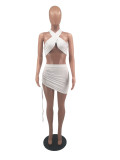 SC Sexy Halter Crop Top Mini Skirt 2 Piece Sets FOSF-8049