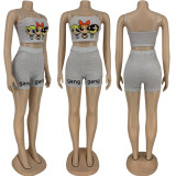 SC Fashion Cartoon Print Camisole Shorts Two Piece Sets FNN-8591