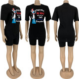 SC Fashion Letter Print T-shirt Shorts Two Piece Sets FNN-8589