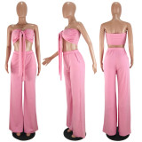 SC Fashion Slim Fit Lace-up Chest Wrap And Pants Two Piece Sets BLX-8201