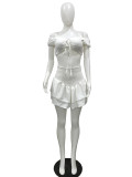 SC Sexy Tie-up One Word Collar Nightclub Fashion Short Skirt Suit LS-0340