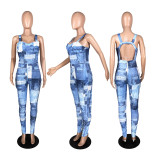 SC Casual Printed Sleeveless Strap Jumpsuits YFS-3678