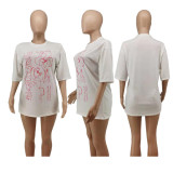SC Casual Printed Half Sleeve Loose T Shirt Dress APLF-5012
