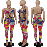 SC Geometric Print Cami Top Tight Pants 2 Piece Sets APLF-5027