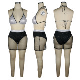 SC Sexy Bra Top Mesh Mini Skirt Sets With Underpants TE-4209