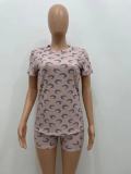 SC Printed Fashion Home Casual T-shirt Shorts Two Piece Sets XYKF-9269