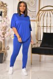 SC Casual Sports Solid Color Short Sleeve And Pants Two Piece Sets SHA-6228