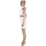 SC Fashion Casual Solid Color Slim Fit Vest Shorts Sports Two Piece Sets MEI-9161