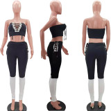 SC Sexy Lace Up Tube Top And Pants 2 Piece Sets HM-6509