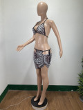 SC Sexy Printed Bra Top+Briefs+Mini Skirt 3 Piece Sets DAI-8337