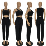SC Solid Sleeveless Crop Top And Pants 2 Piece Sets LDS-3262