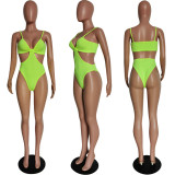 SC Sexy Solid Hollow Out One-Piece Swimsuit HMS-5445