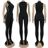 SC Fashion Black Slim Vest Pants Two Piece Sets YH-5209