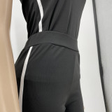 SC Fashion Black Slim Vest Pants Two Piece Sets YH-5209