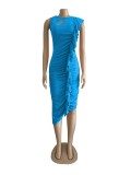 SC Fashion Folds Irregular Sexy Midi Dress WUM-2317