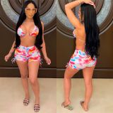 SC Sexy Printed Bra Top And Shorts Two Piece Suits LSL-6420