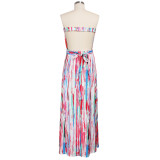 SC Sexy Printed Strapless High Split Maxi Dress SMR-9655