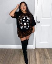 SC Plus Size Printed Letter Short Sleeve T Shirts CQF-S950