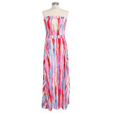 SC Sexy Printed Strapless High Split Maxi Dress SMR-9655