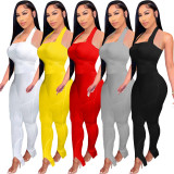 SC Sexy Solid Halter Backless Split Jumpsuits LDS-3266