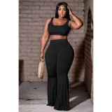 SC Solid Tank Top Flared Pants Two Piece Suits DDF-8078