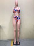 SC Sexy Printed 3pcs Swimwear Bikini Sets With Long Cloak OD-8438