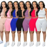 SC Casual Solid Tank Top And Shorts 2 Piece Sets YMT-6204
